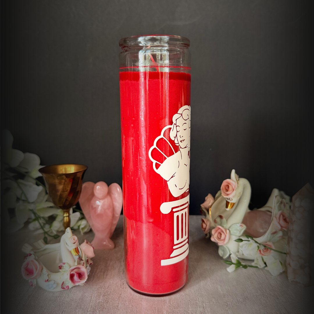 Red Aphrodite Deity Altar Candle - Goddess Altar Candle for Love, Passion & Power