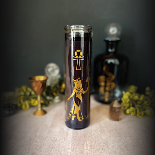 Bastet Ritual Candle – 8" Black Altar Candle for Cat Goddess of Protection & Heal