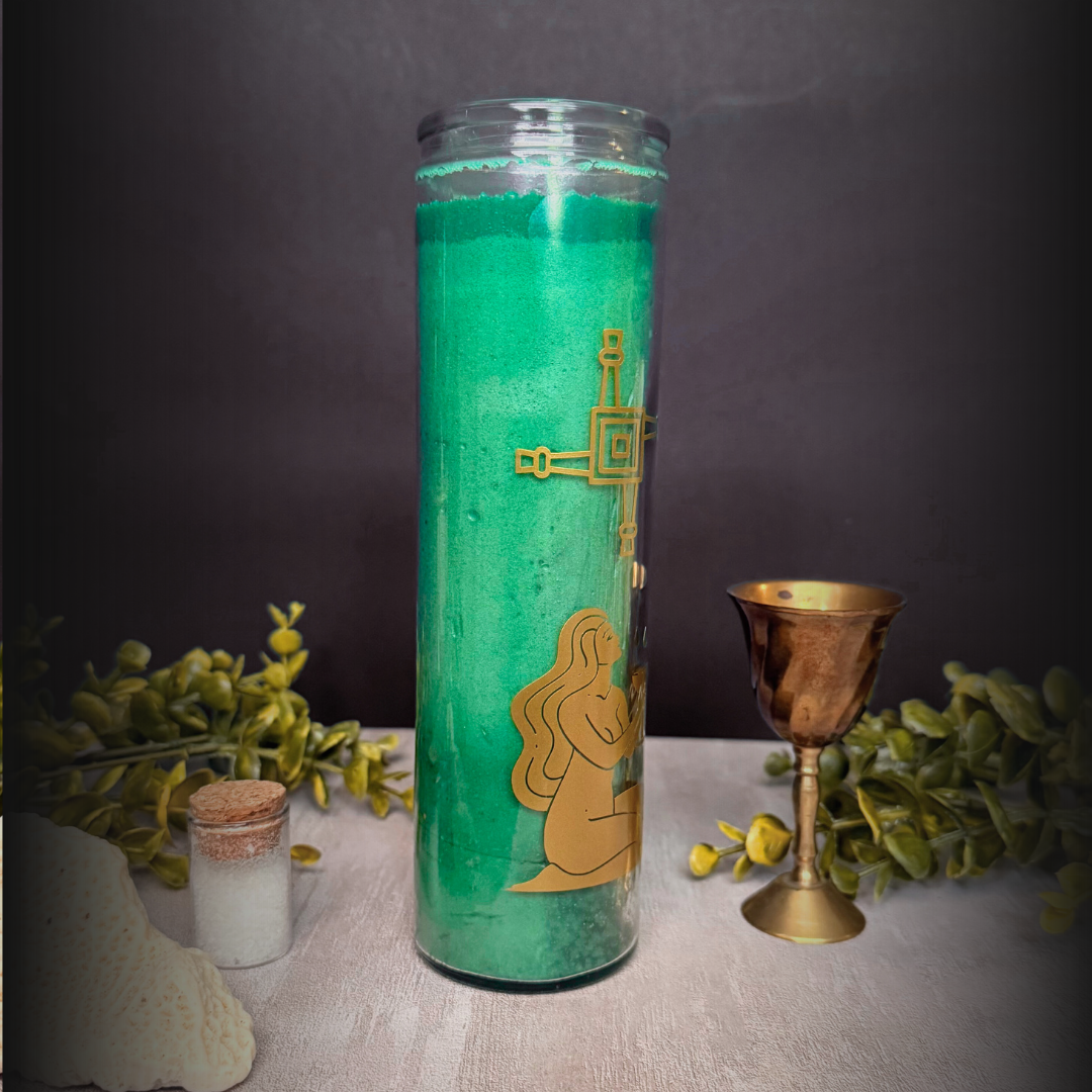 Brigid Green Ritual Candle – Celtic Goddess of Hearth & Inspiration