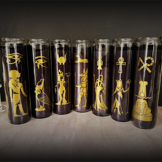 Egyptian Deity Candle Set - Ritual Candles Honoring 7 Goddesses & Gods