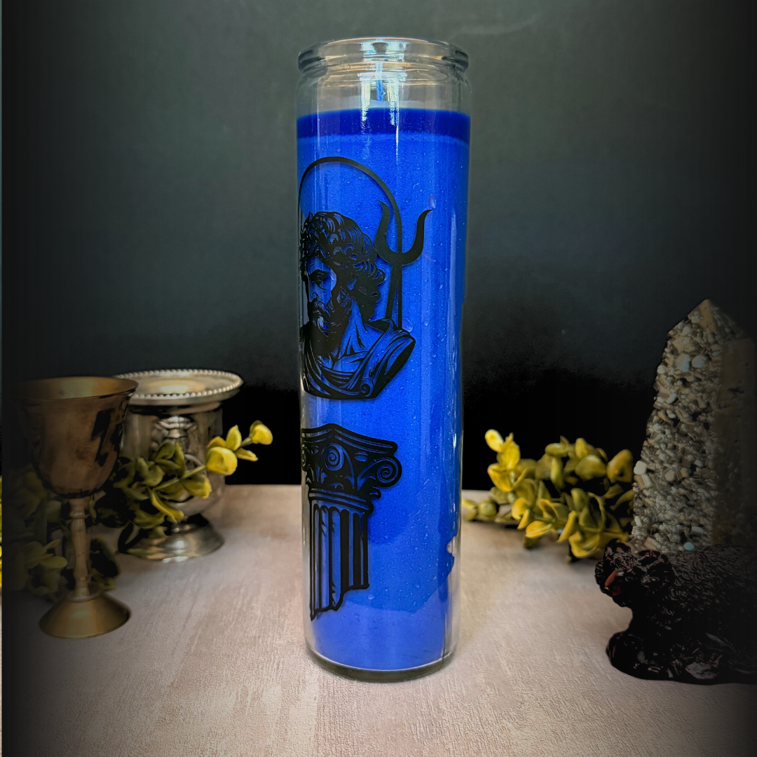 Hades Deity Altar Candle - Blue 8" Ruler of the Underworld Ritual Candle