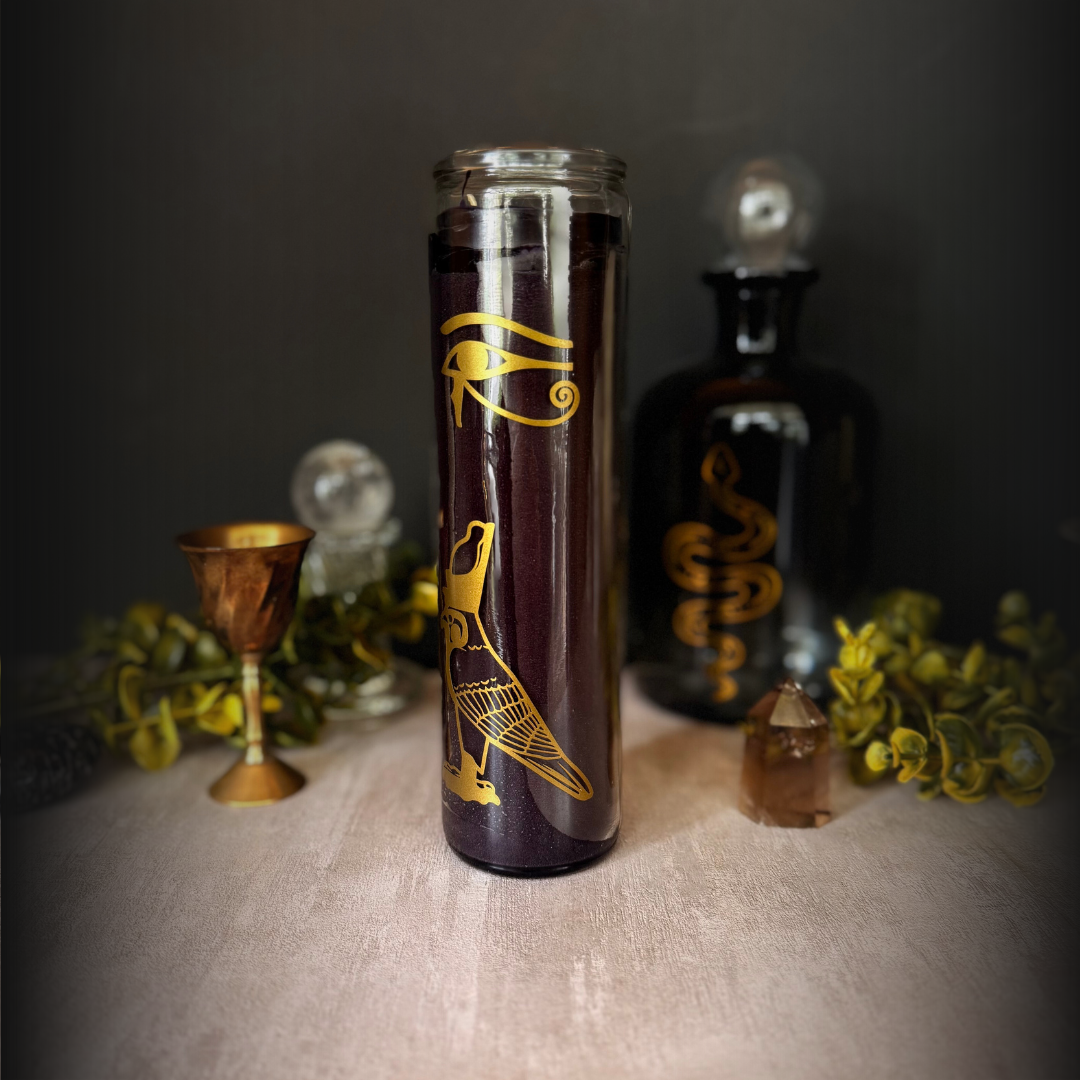 Horus Ritual Candle – 8" Black Altar Candle for God of Kingship & the Sky