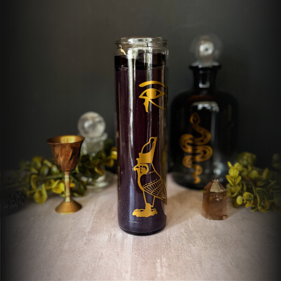 Horus Ritual Candle – 8" Black Altar Candle for God of Kingship & the Sky