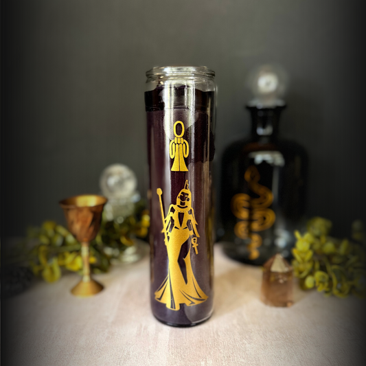 Isis Ritual Candle –  8" Black Altar Candle for Goddess of Magic & Motherhood