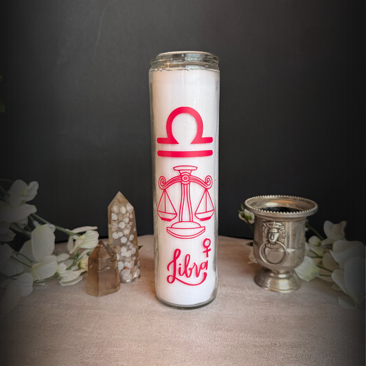 Libra Zodiac Ritual Candle – 8″ Altar Candle Balance, Beauty & Venusian Harmony
