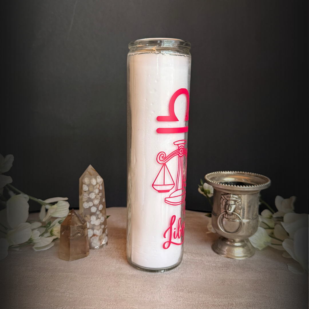 Libra Zodiac Ritual Candle – 8″ Altar Candle Balance, Beauty & Venusian Harmony