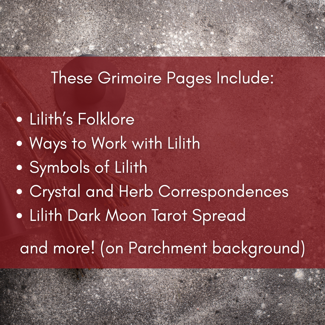 Lilith Grimoire Pages – Dark Moon Devotion & Shadow Work Guide (Digital Download) Parchment
