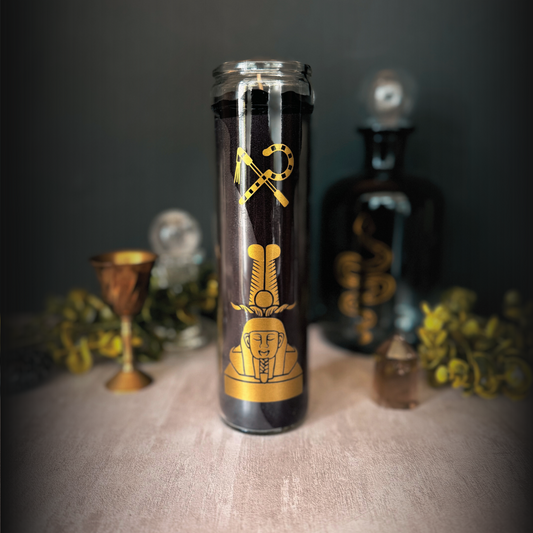 Osiris Ritual Candle – 8" Black Altar Candle for God of Resurrection & Afterlife