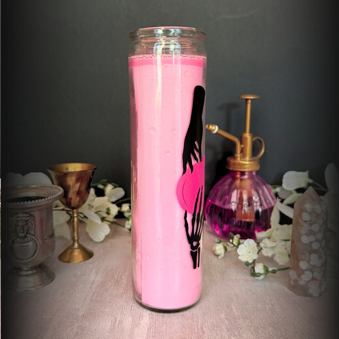Persephone Candle – Pink Deity Candle for Transformation, Goddess Altar Decor, Witchcraft Spell Candle