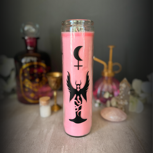 Pink Lilith Ritual Candle – Empowerment, Dark Feminine Energy, Witchcraft Altar Decor, Occult Spell Candle