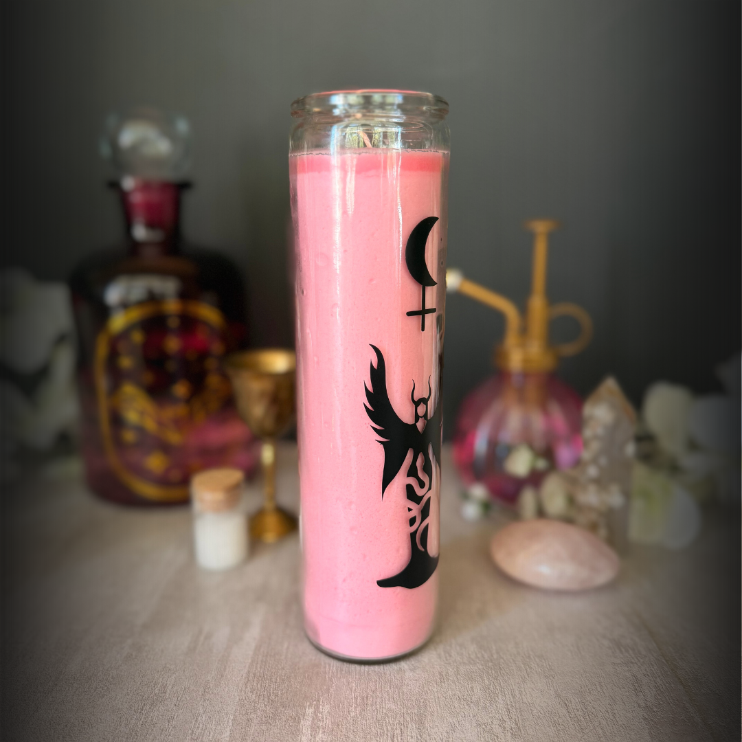 Pink Lilith Ritual Candle – Empowerment, Dark Feminine Energy, Witchcraft Altar Decor, Occult Spell Candle