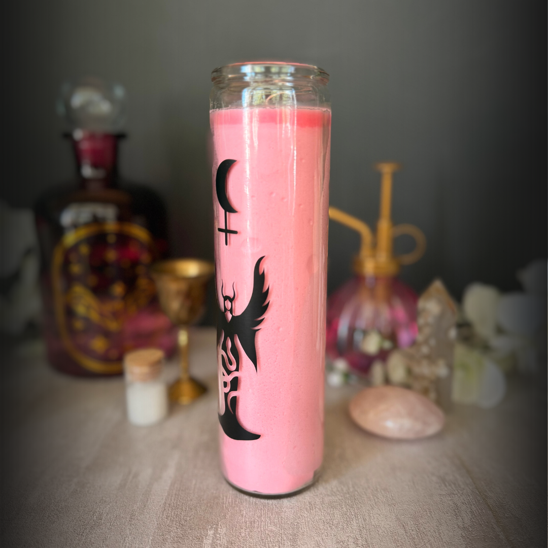 Pink Lilith Ritual Candle – Empowerment, Dark Feminine Energy, Witchcraft Altar Decor, Occult Spell Candle