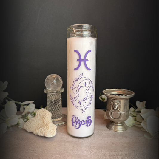 Pisces Zodiac Ritual Candle - 8" Altar Candle Water Sign Creativity & Compassion