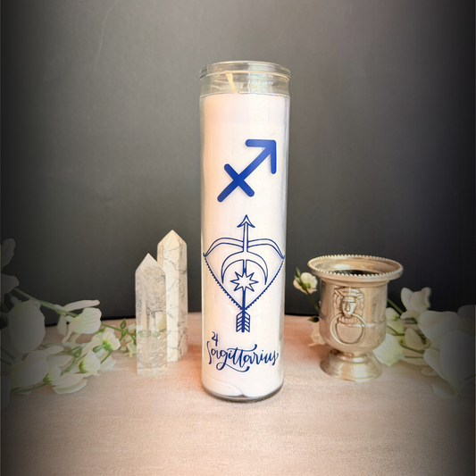 Sagittarius Zodiac Ritual Candle – 8″ Sagittarius Altar Candle Fire Sign Adventure & Expansion