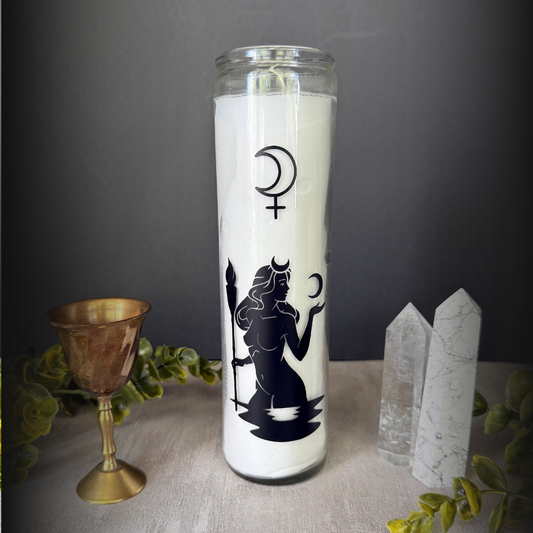 Selene Deity Candle – Moon Goddess 8" White Ritual Candle for Witches & Mystics