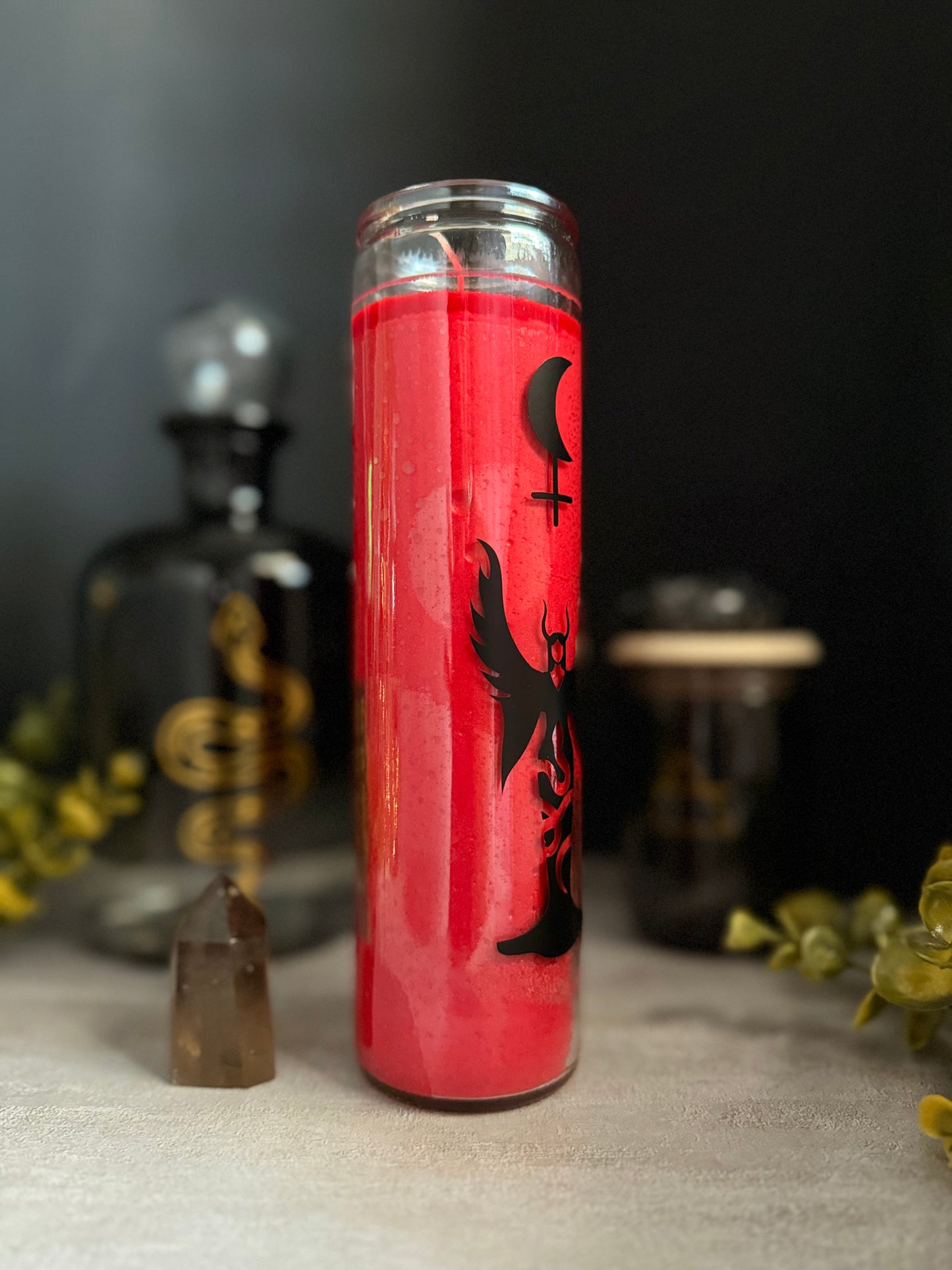 Red Lilith Ritual Candle – Empowerment, Dark Feminine Energy, Witchcraft Altar Decor, Occult Spell Candle