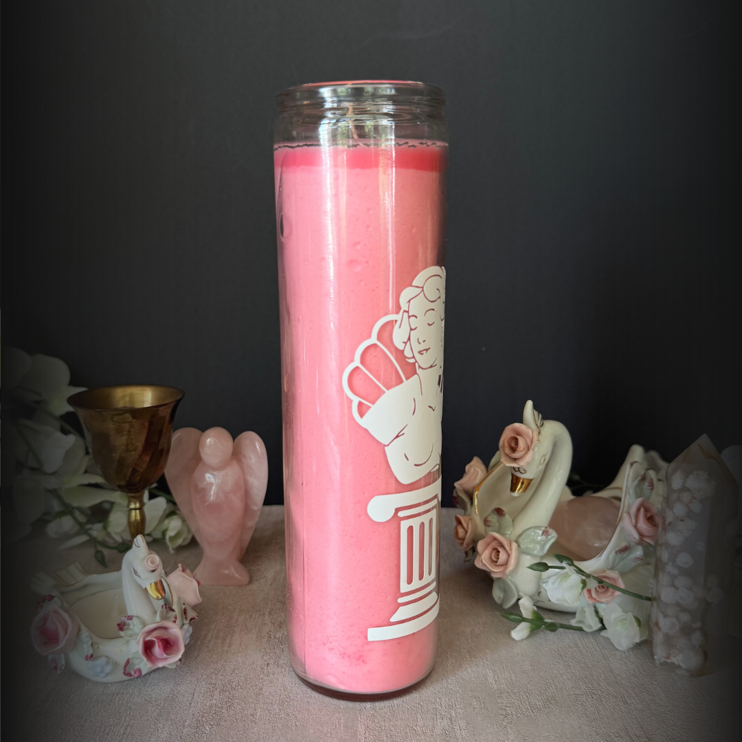 Pink Aphrodite Deity Altar Candle - Goddess Altar Candle for Love, Beauty & Devotion