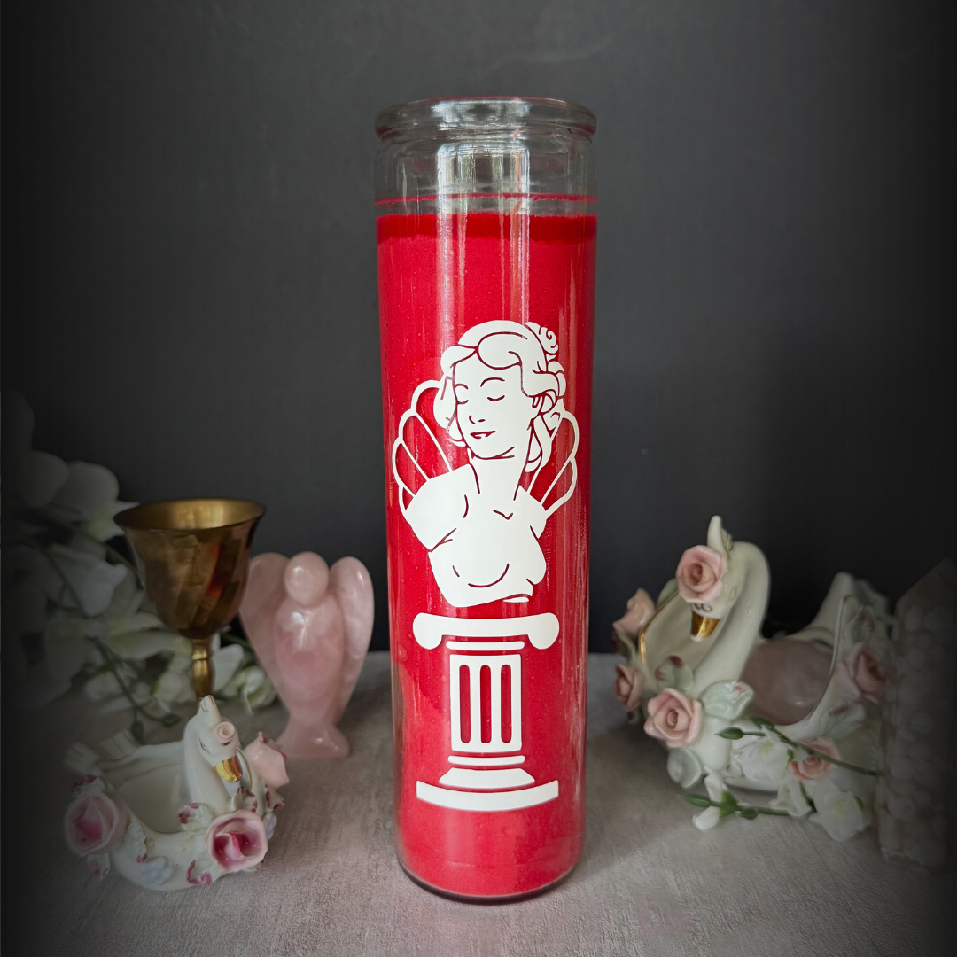 Red Aphrodite Deity Altar Candle - Goddess Altar Candle for Love, Passion & Power