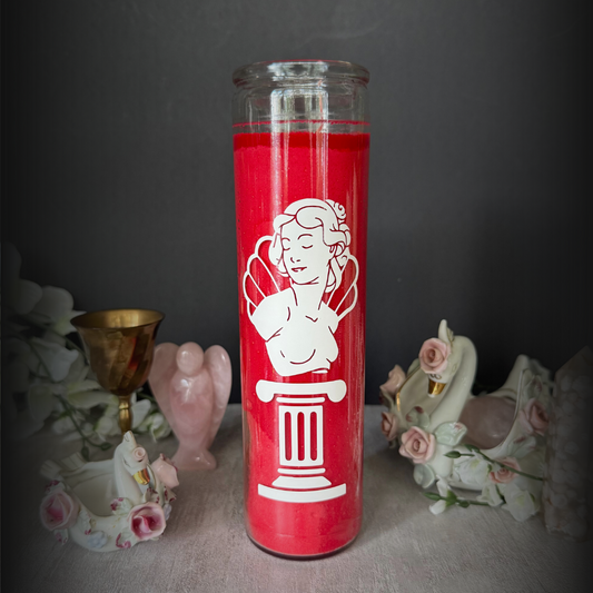 Red Aphrodite Deity Altar Candle - Goddess Altar Candle for Love, Passion & Power