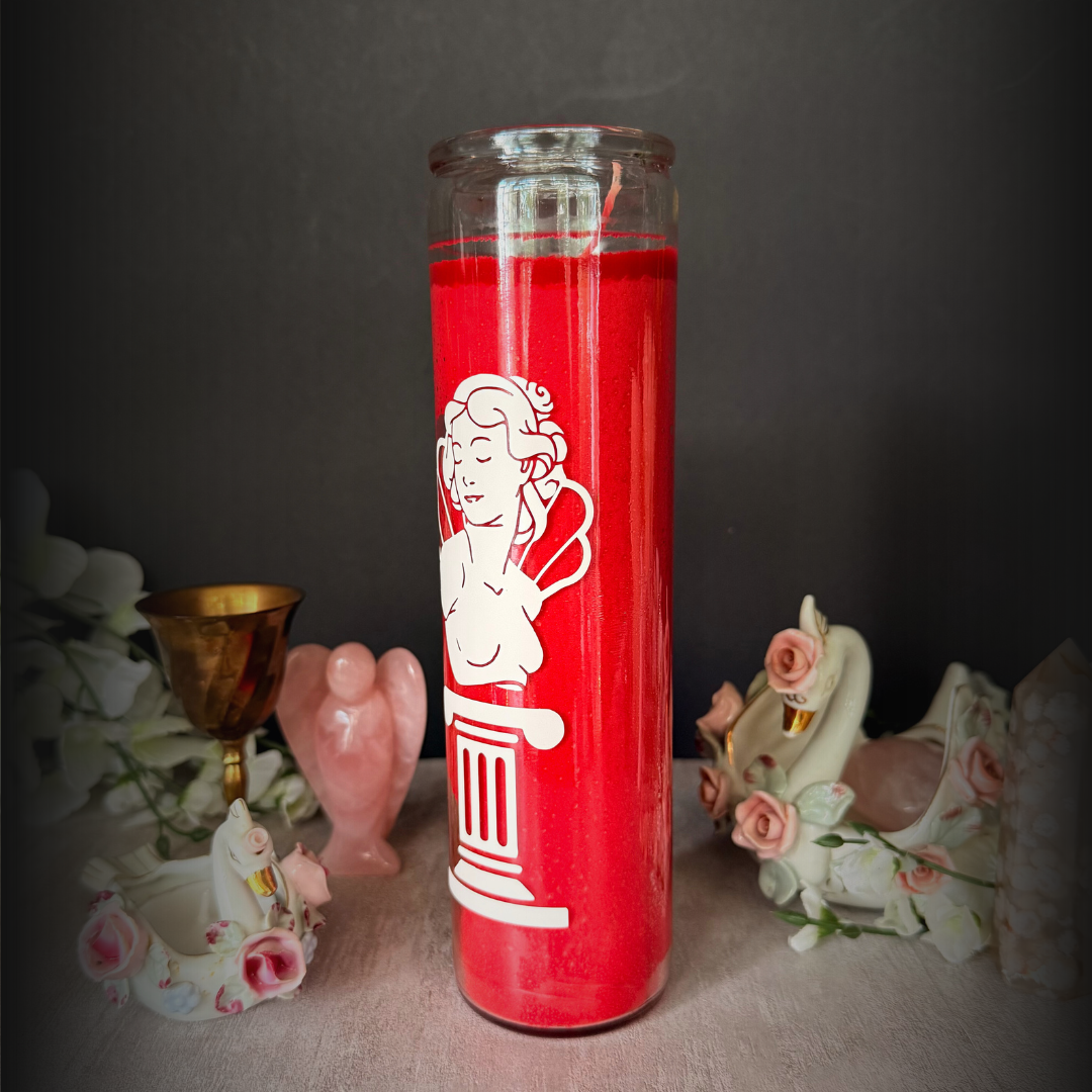 Red Aphrodite Deity Altar Candle - Goddess Altar Candle for Love, Passion & Power