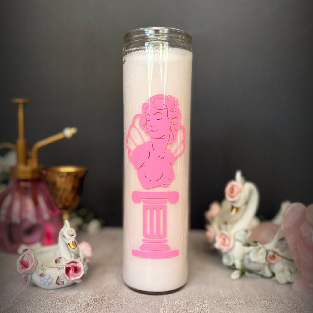 Aphrodite Deity Altar Candle - White Goddess Altar Candle for Gentle Love, Self-Worth & Devotion