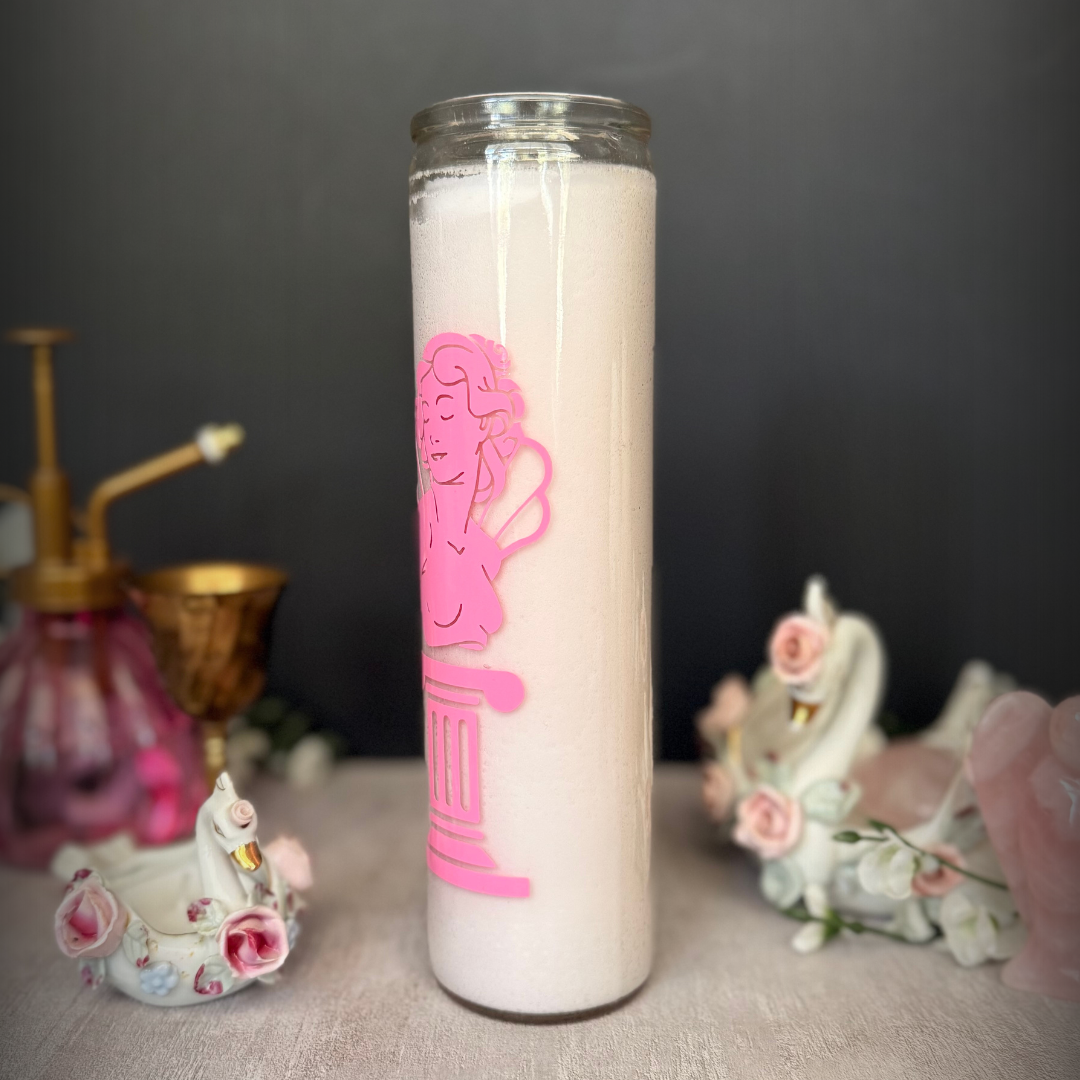 Aphrodite Deity Altar Candle - White Goddess Altar Candle for Gentle Love, Self-Worth & Devotion
