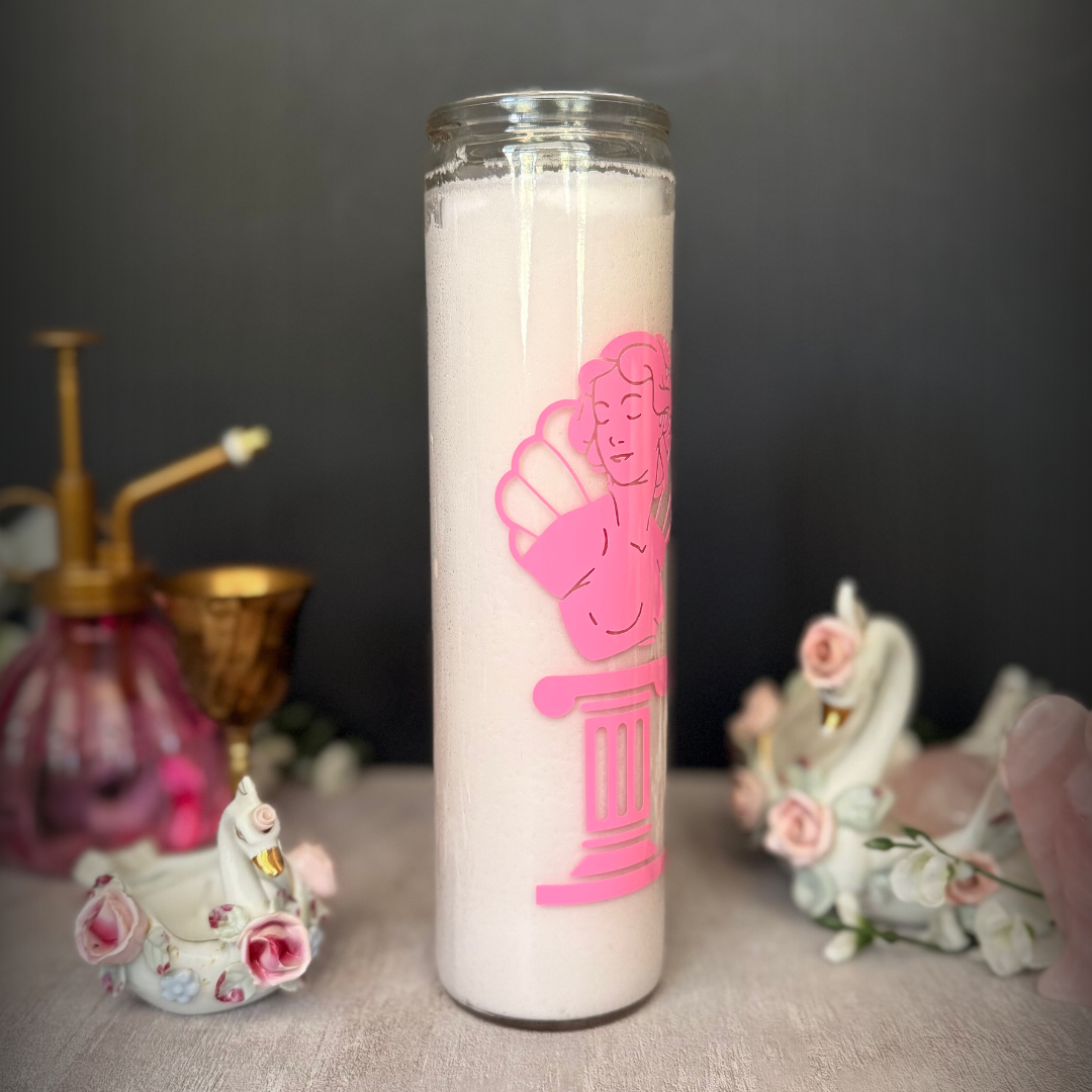 Aphrodite Deity Altar Candle - White Goddess Altar Candle for Gentle Love, Self-Worth & Devotion
