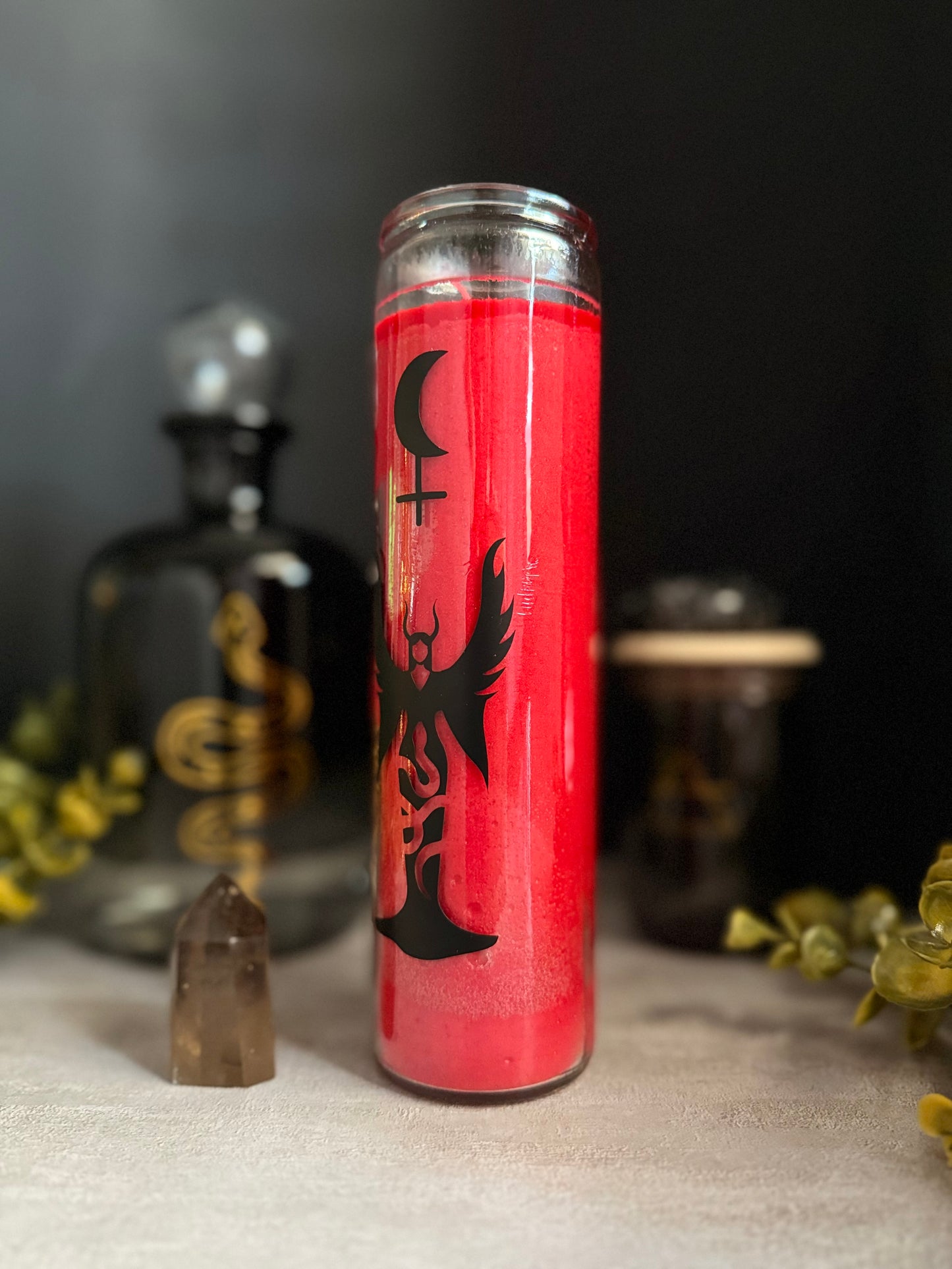 Red Lilith Ritual Candle – Empowerment, Dark Feminine Energy, Witchcraft Altar Decor, Occult Spell Candle