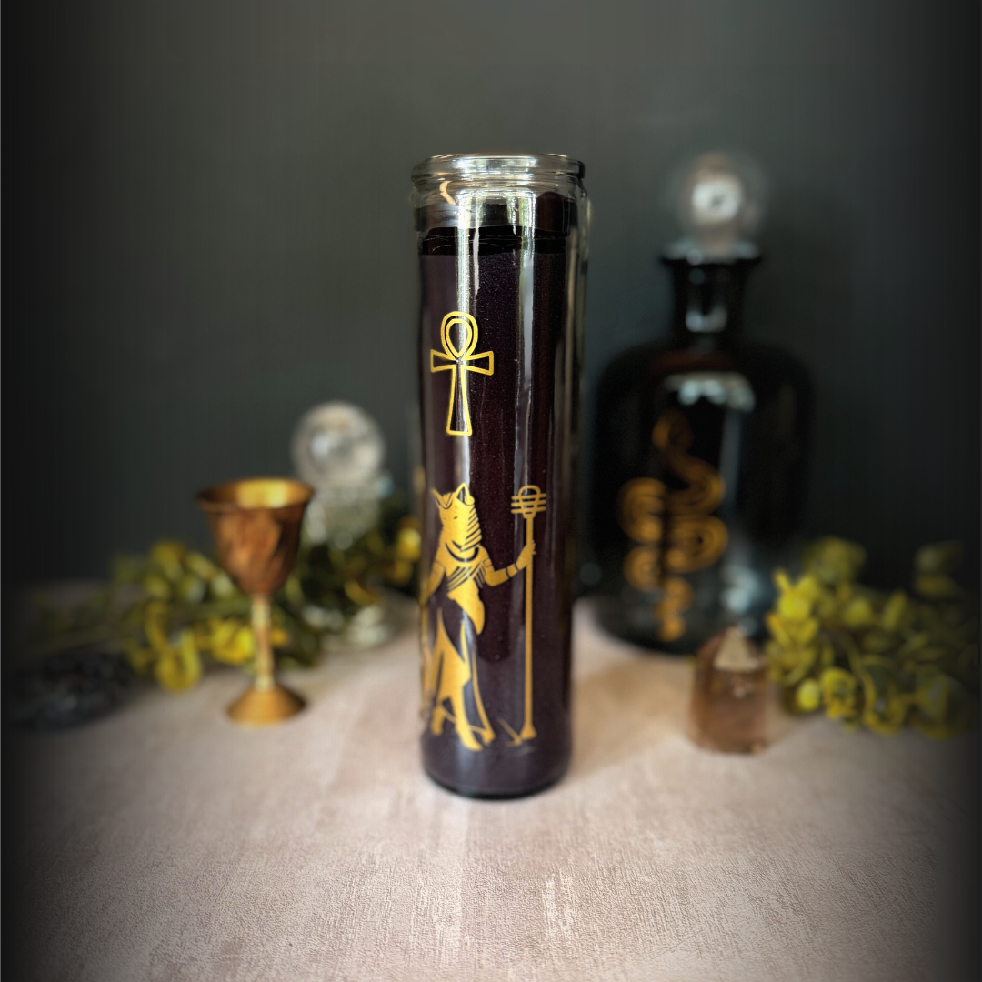 Bastet Ritual Candle – 8" Black Altar Candle for Cat Goddess of Protection & Heal