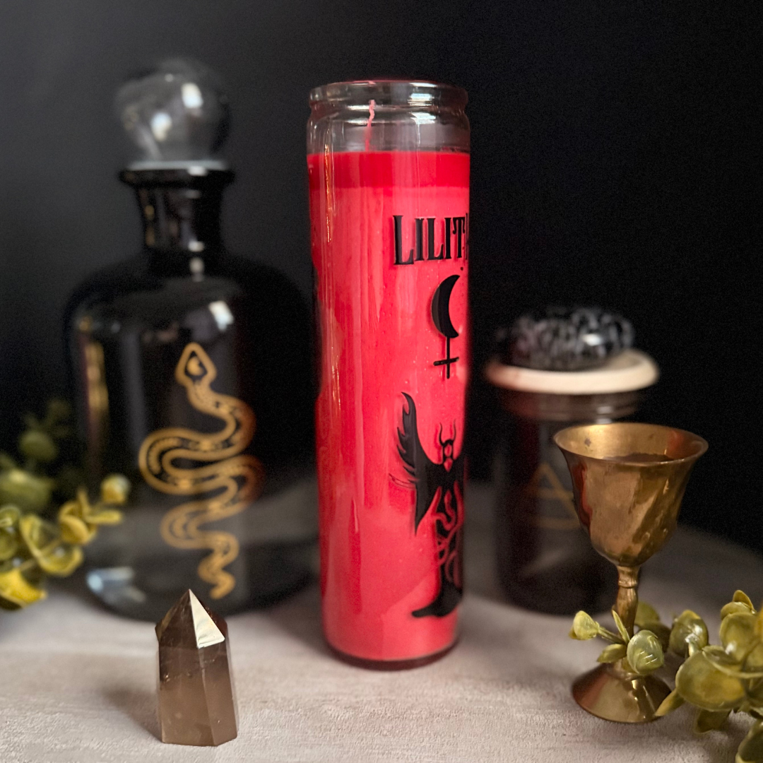 Red Lilith Ritual Candle for Empowerment, Dark Feminine Energy, Witchcraft Altar Decor, Occult Spell Candle