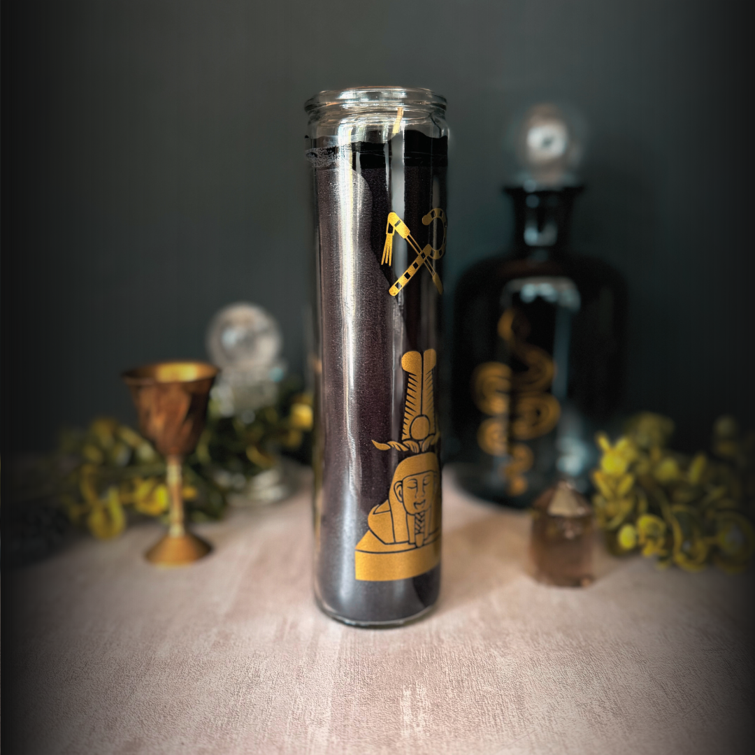 Osiris Ritual Candle – 8" Black Altar Candle for God of Resurrection & Afterlife