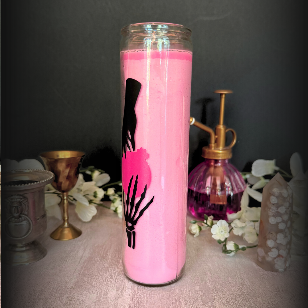 Persephone Candle – Pink Deity Candle for Transformation, Goddess Altar Decor, Witchcraft Spell Candle