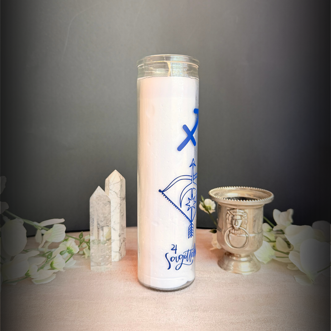 Sagittarius Zodiac Ritual Candle – 8″ Sagittarius Altar Candle Fire Sign Adventure & Expansion