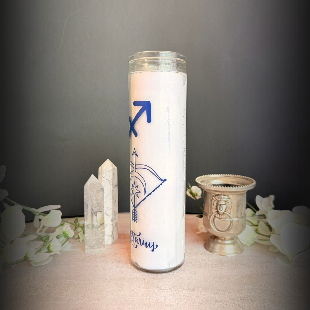 Sagittarius Zodiac Ritual Candle – 8″ Sagittarius Altar Candle Fire Sign Adventure & Expansion