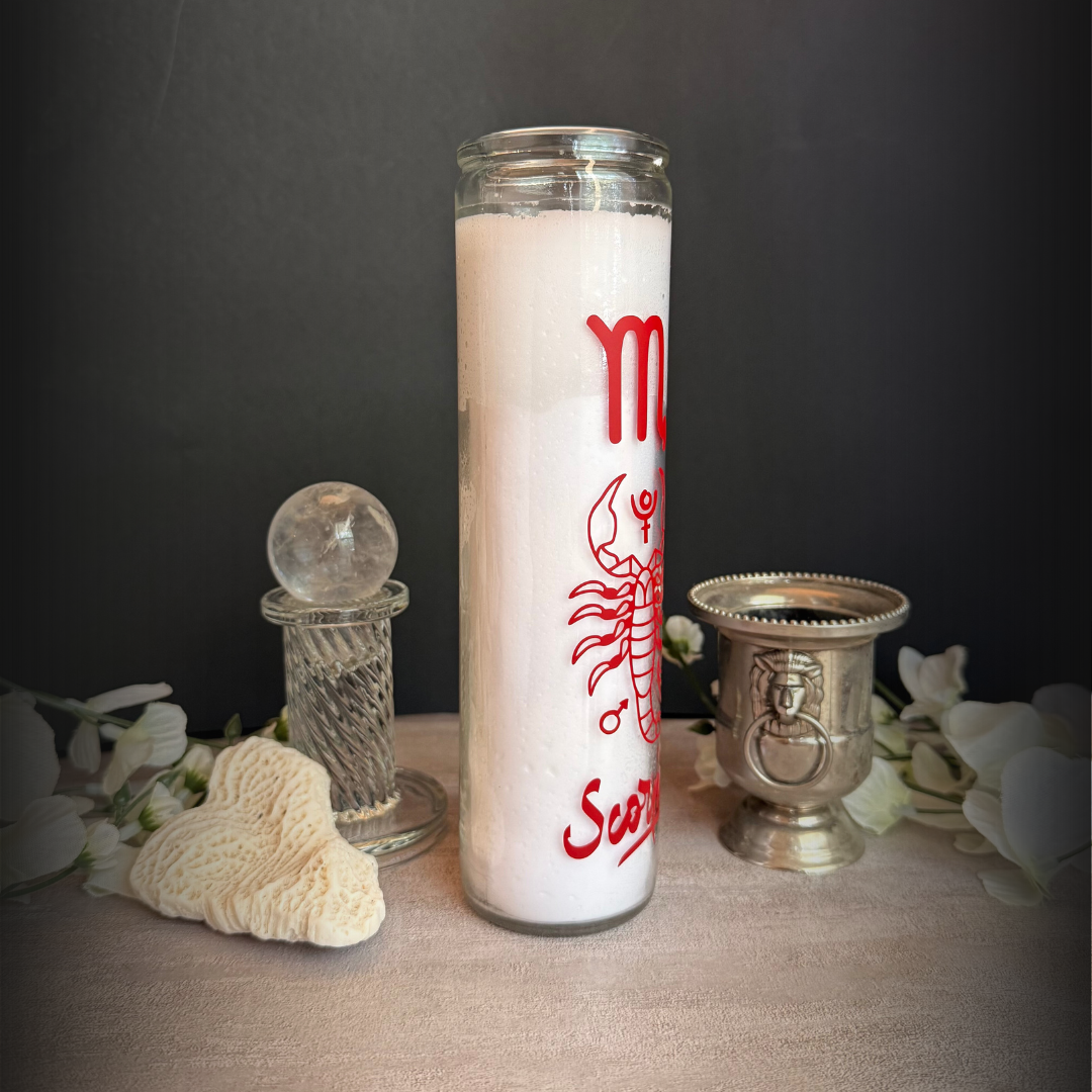 Scorpio Zodiac Ritual Candle – 8" Scorpio Altar Water Sign Intense Passion & Transformation