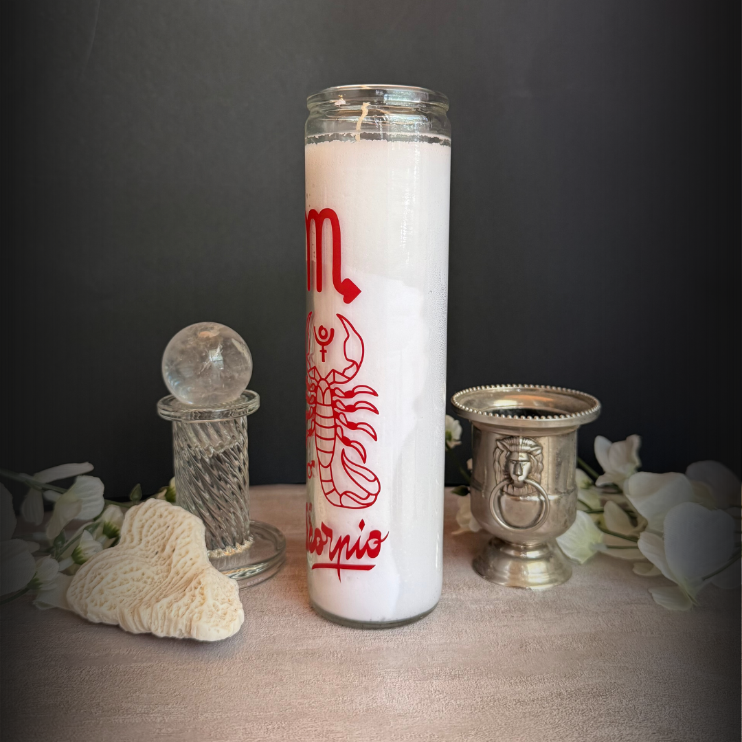 Scorpio Zodiac Ritual Candle – 8" Scorpio Altar Water Sign Intense Passion & Transformation